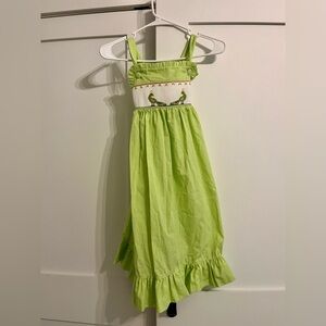 🦚 NWT | Remember Nguyen | Lime Checked Dress W/ Peacock Embroidery | Girls 5 🦚